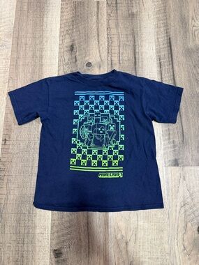 Minecraft Kids Short Sleeve Tee - Navy with Green/Teal Graphic